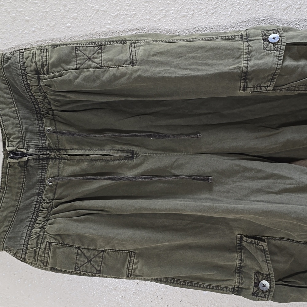 Free People Green Cargo Pants with Elastic Ankle Cuffs - Picture 2 of 9